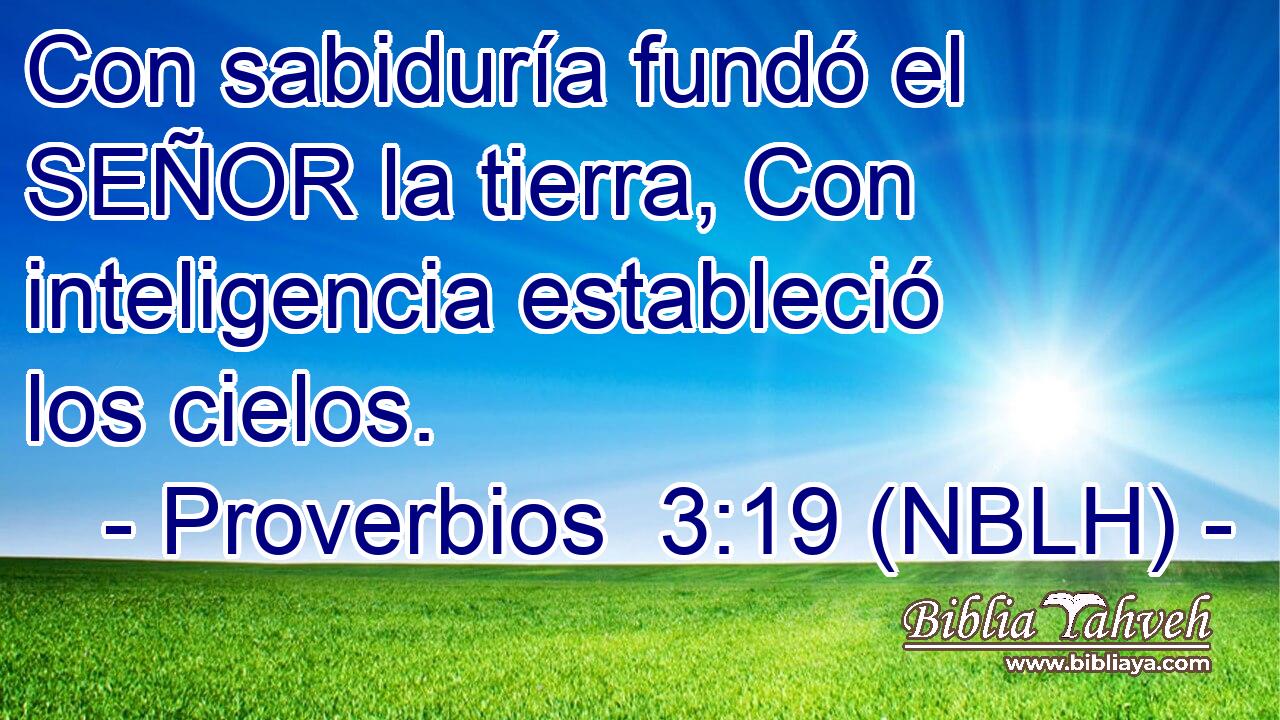  Con sabiduría fundó el SEÑOR la tierra, Con inteligencia estableció los cielos. 