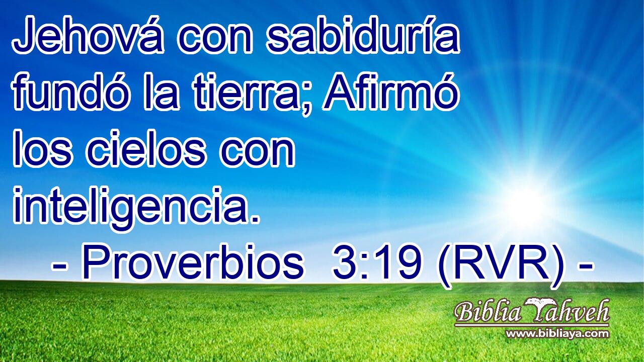 Jehová con sabiduría fundó la tierra; Afirmó los cielos con inteligencia.