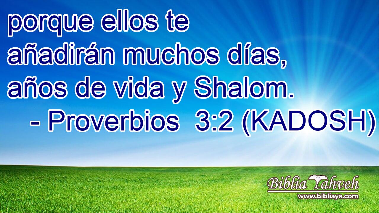  porque ellos te añadirán muchos días, años de vida y Shalom. 