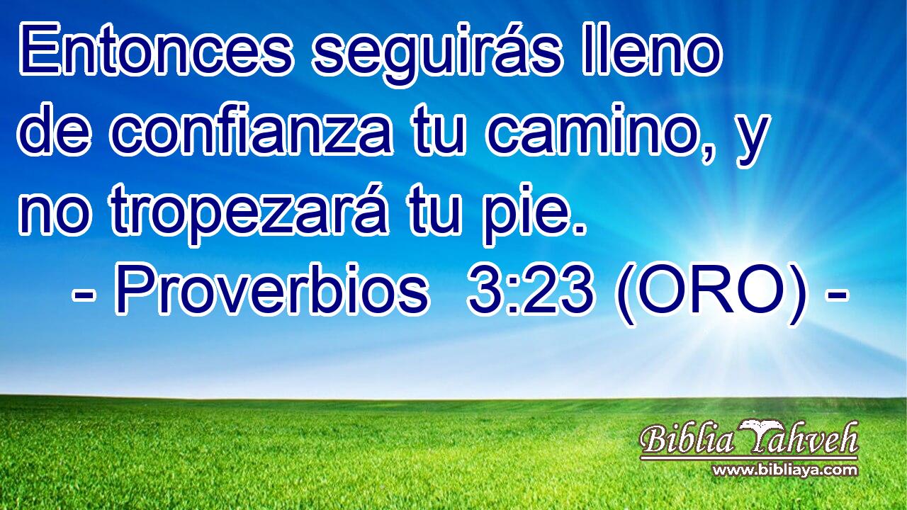  Entonces seguirás lleno de confianza tu camino, y no tropezará tu pie. 