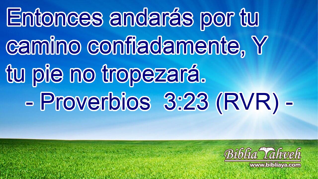Entonces andarás por tu camino confiadamente, Y tu pie no tropezará.