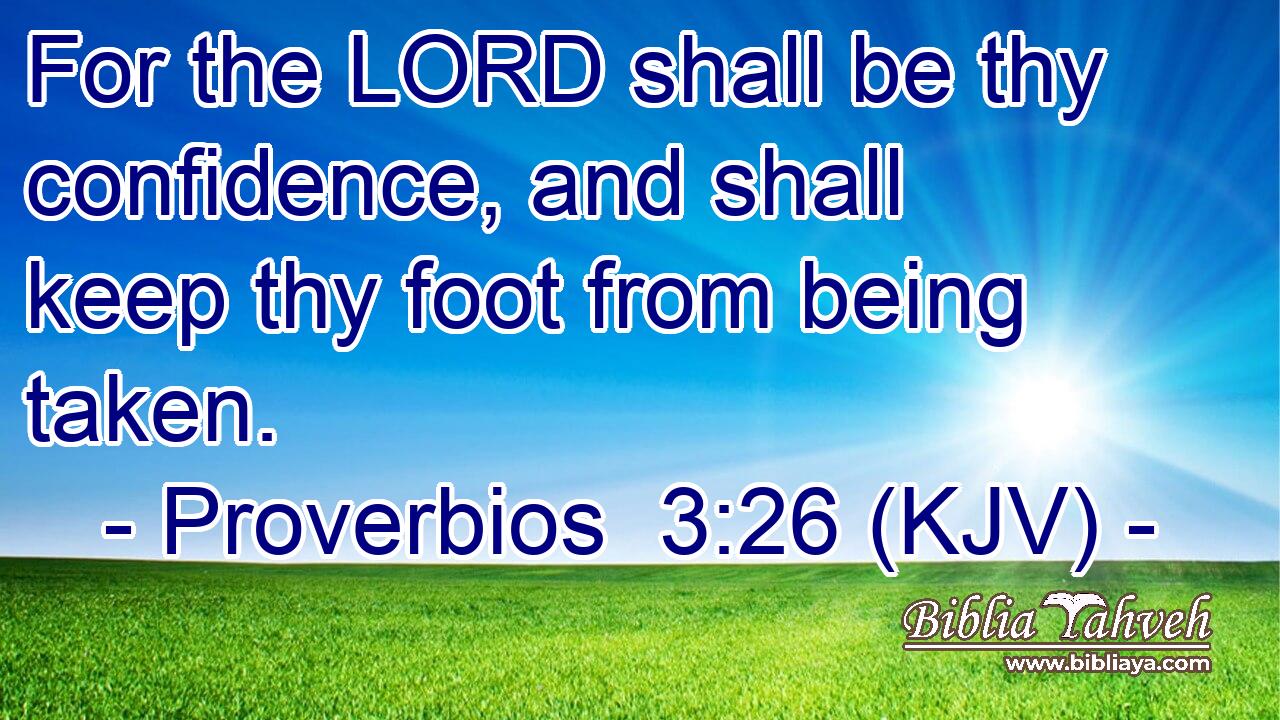 For the LORD shall be thy confidence, and shall keep thy foot from being taken.