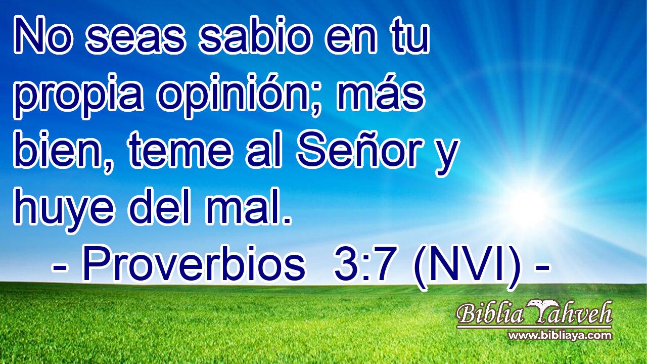  No seas sabio en tu propia opinión; más bien, teme al Señor y huye del mal. 