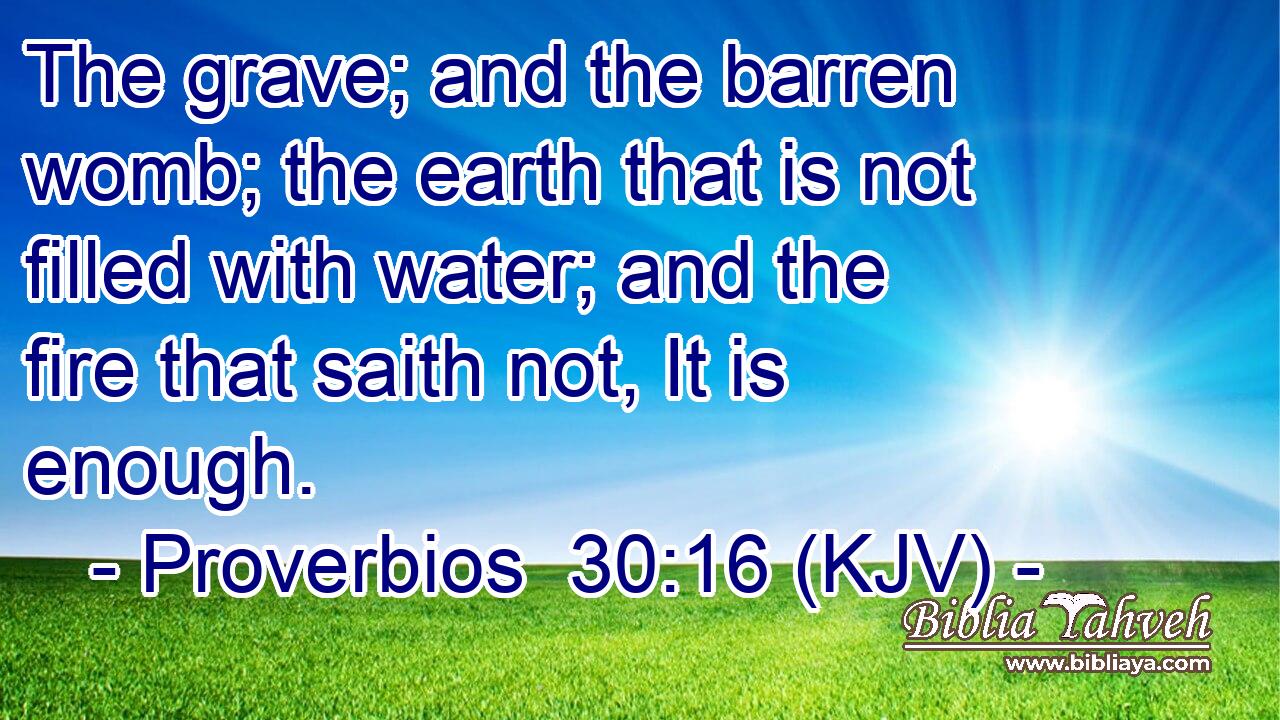 The grave; and the barren womb; the earth that is not filled with water; and the fire that saith not, It is enough.