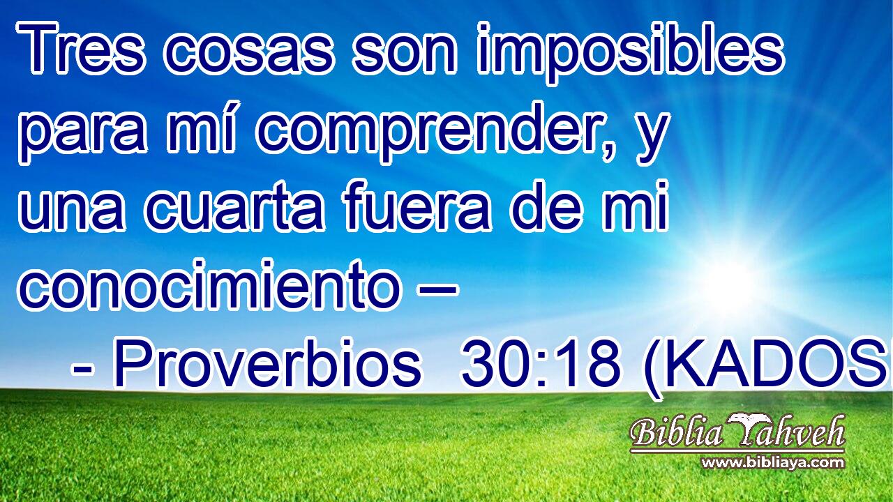  Tres cosas son imposibles para mí comprender, y una cuarta fuera de mi conocimiento – 
