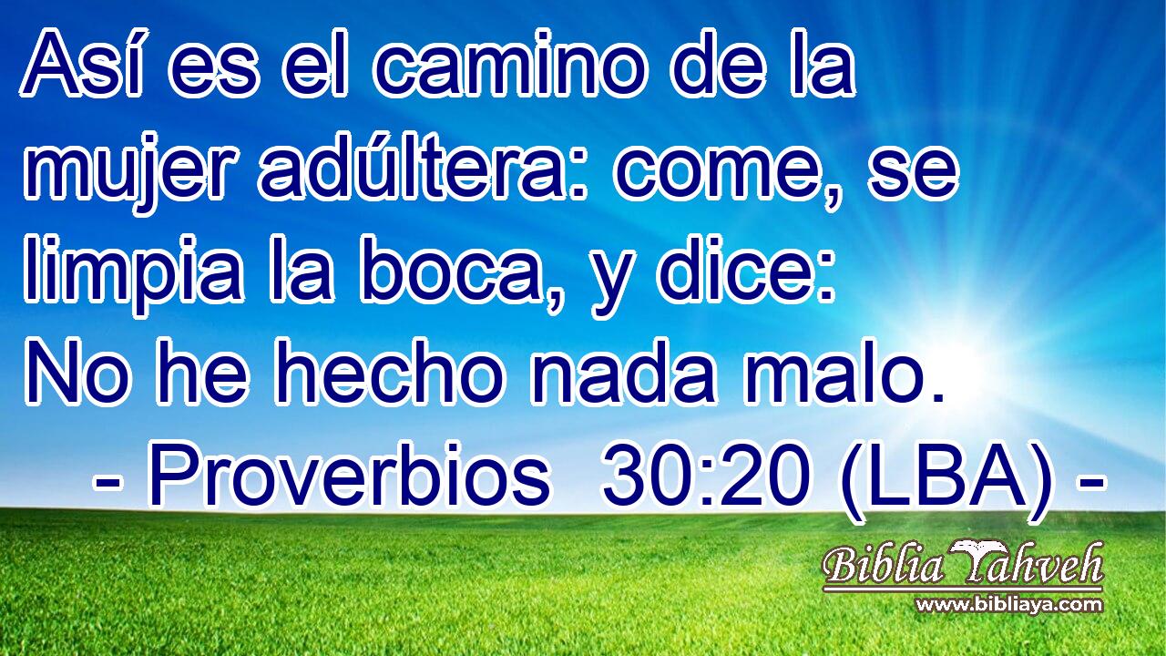 Así es el camino de la mujer adúltera: come, se limpia la boca, y dice: No he hecho nada malo.