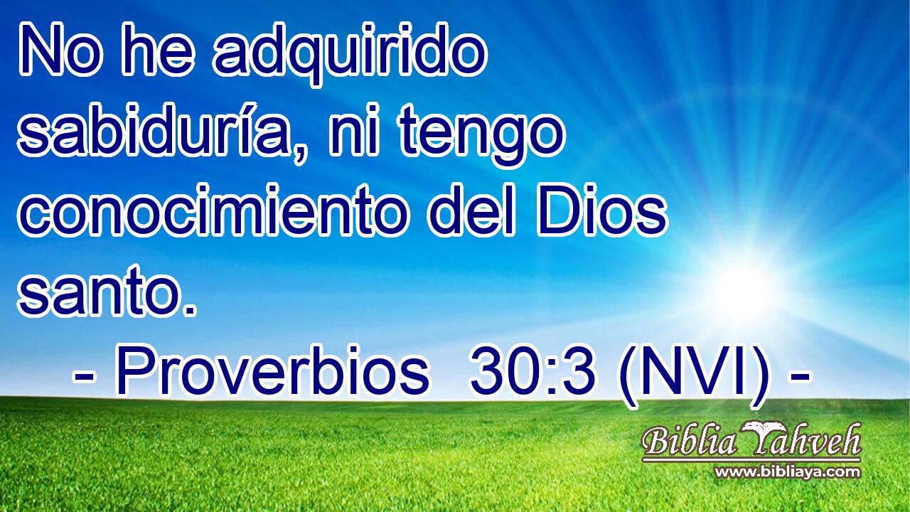  No he adquirido sabiduría, ni tengo conocimiento del Dios santo. 