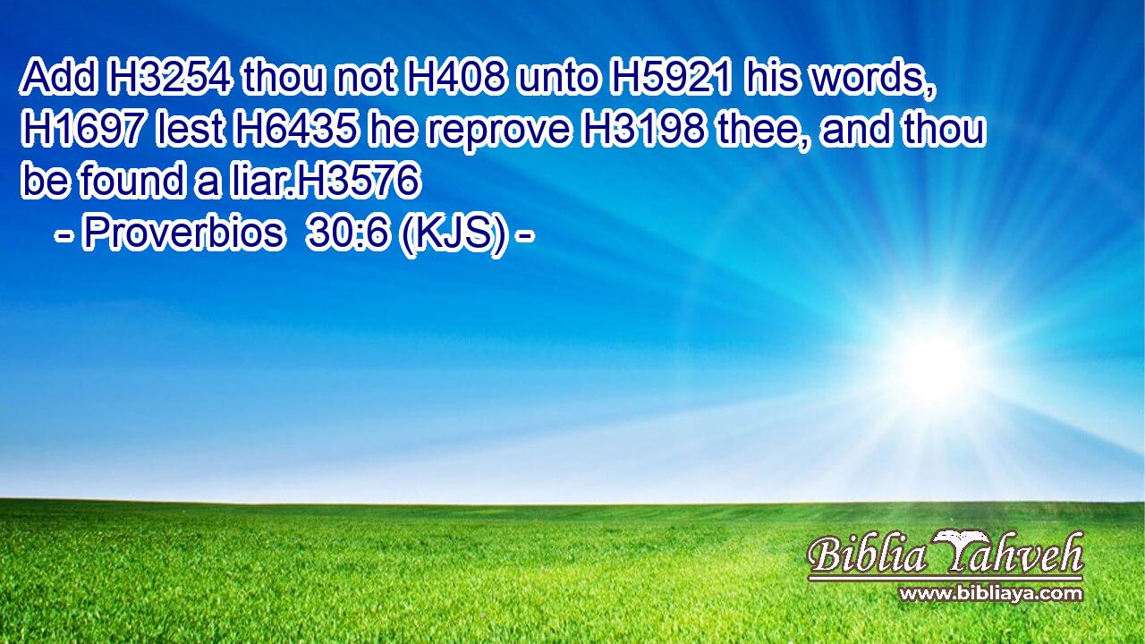 Add H3254 thou not H408 unto H5921 his words, H1697 lest H6435 he reprove H3198 thee, and thou be found a liar.H3576