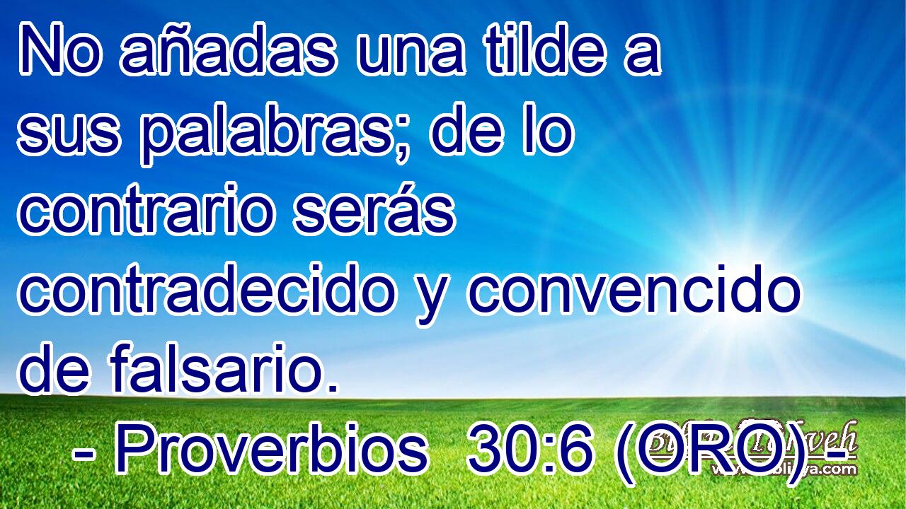  No añadas una tilde a sus palabras; de lo contrario serás contradecido y convencido de falsario. 