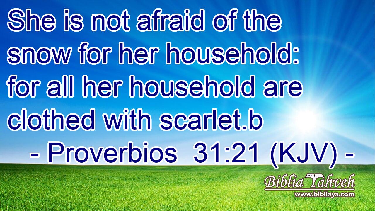 She is not afraid of the snow for her household: for all her household are clothed with scarlet.b