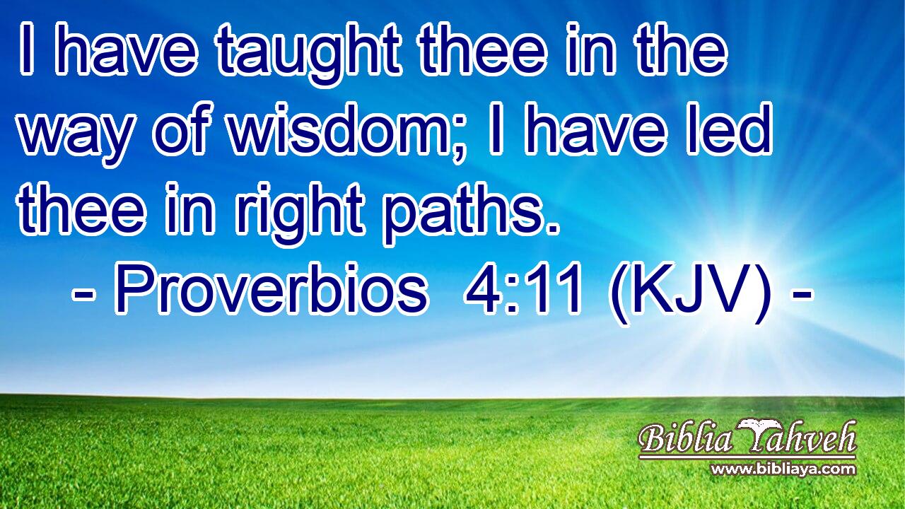 I have taught thee in the way of wisdom; I have led thee in right paths.