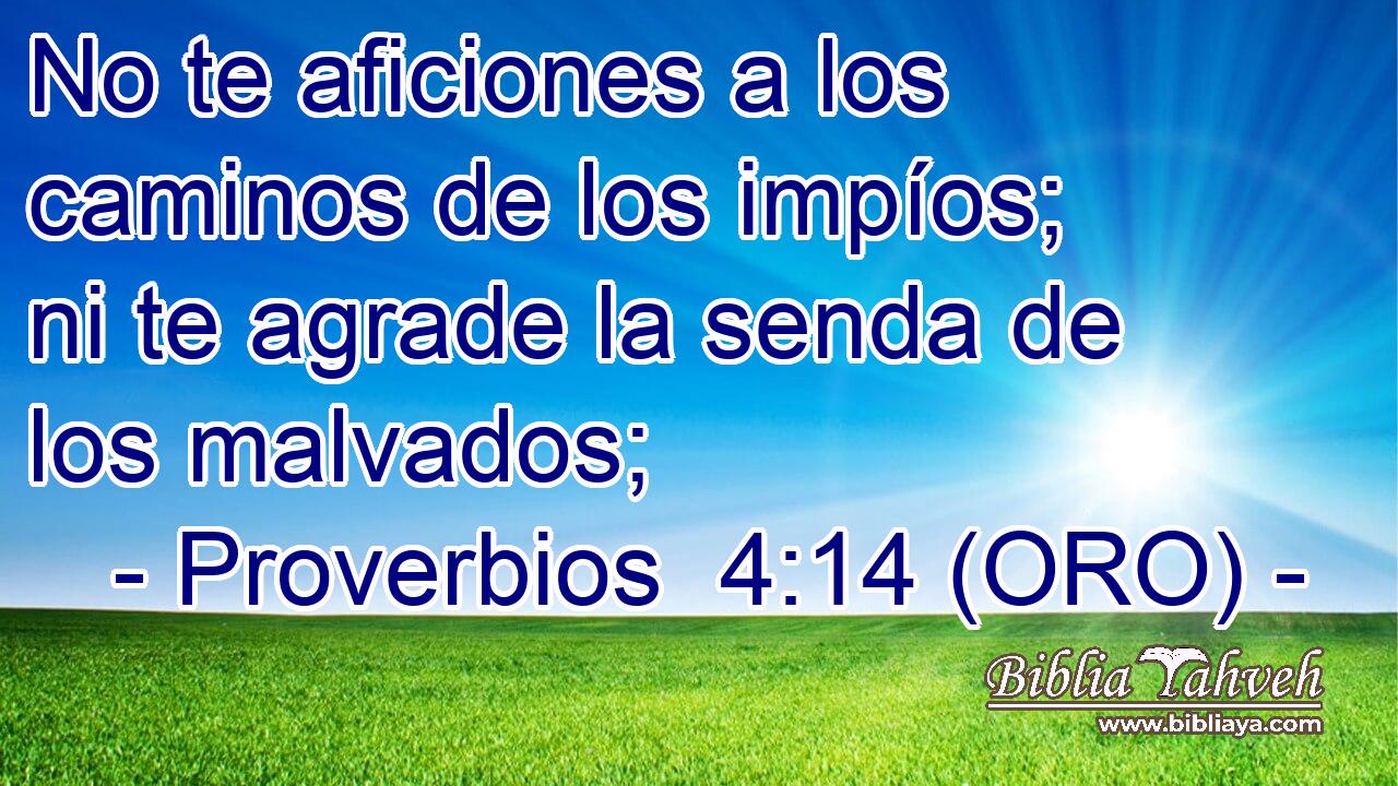  No te aficiones a los caminos de los impíos; ni te agrade la senda de los malvados; 