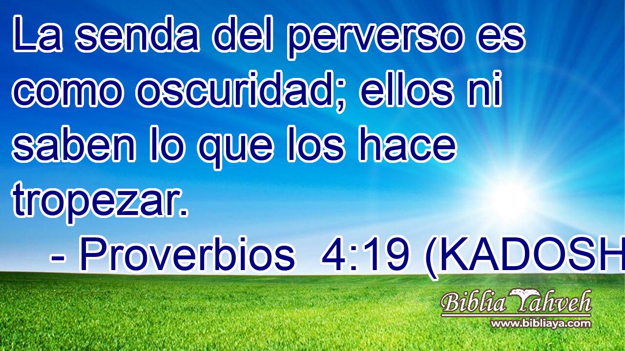  La senda del perverso es como oscuridad; ellos ni saben lo que los hace tropezar. 