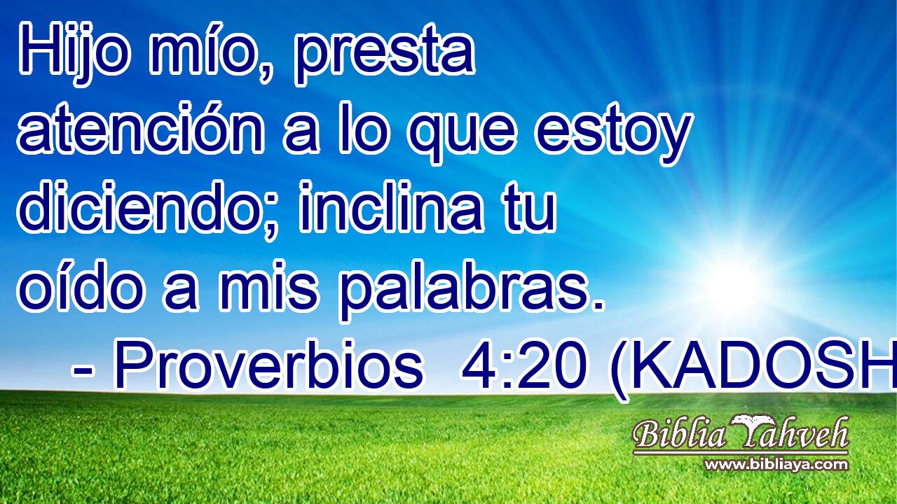  Hijo mío, presta atención a lo que estoy diciendo; inclina tu oído a mis palabras. 