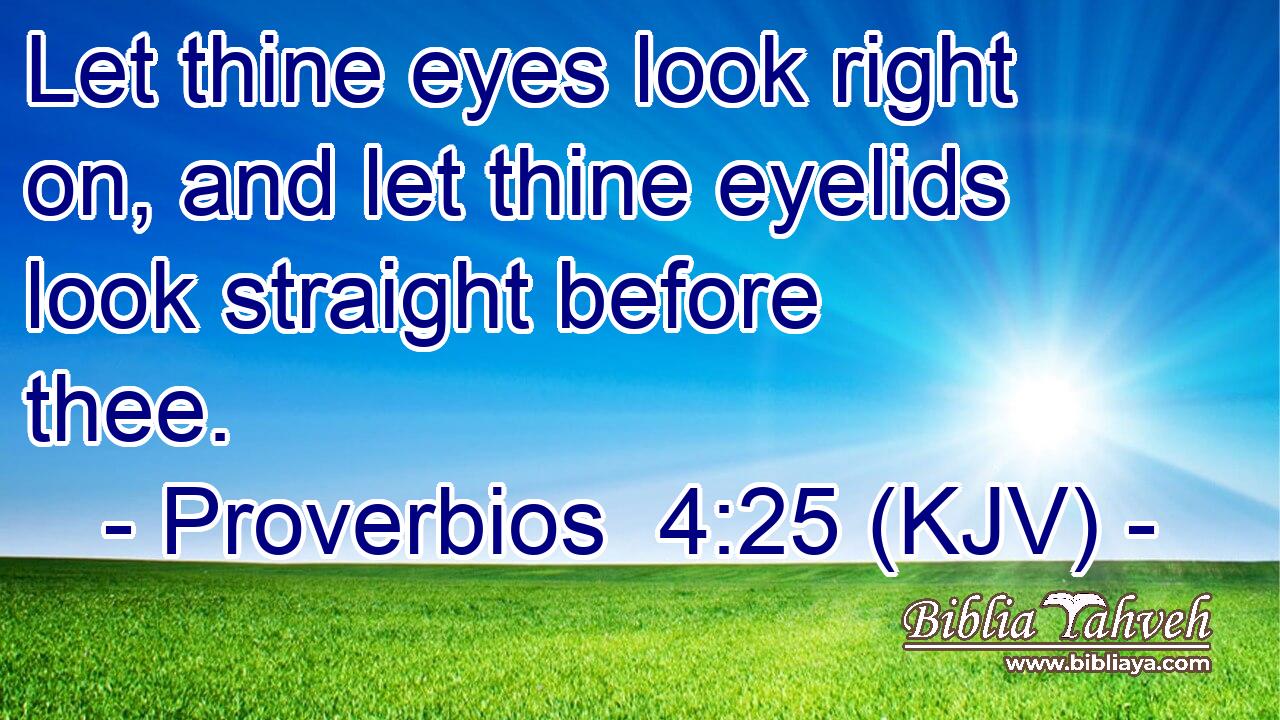 Let thine eyes look right on, and let thine eyelids look straight before thee.