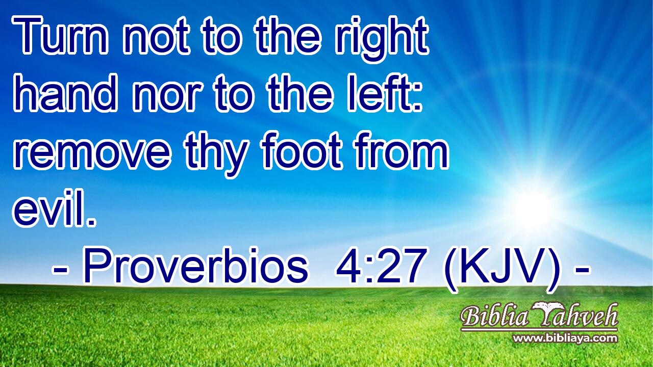 Turn not to the right hand nor to the left: remove thy foot from evil.