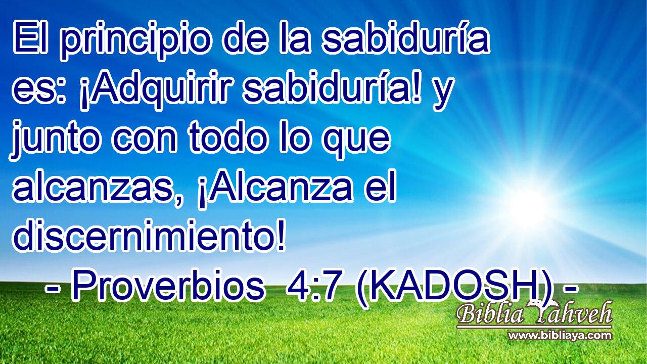  El principio de la sabiduría es: ¡Adquirir sabiduría! y junto con todo lo que alcanzas, ¡Alcanza el discernimiento! 