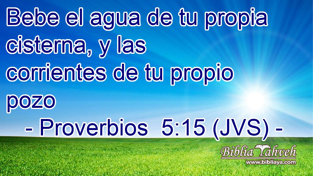 Bebe el agua de tu propia cisterna, y las corrientes de tu propio pozo