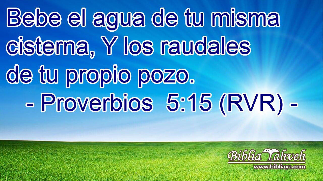 Bebe el agua de tu misma cisterna, Y los raudales de tu propio pozo.