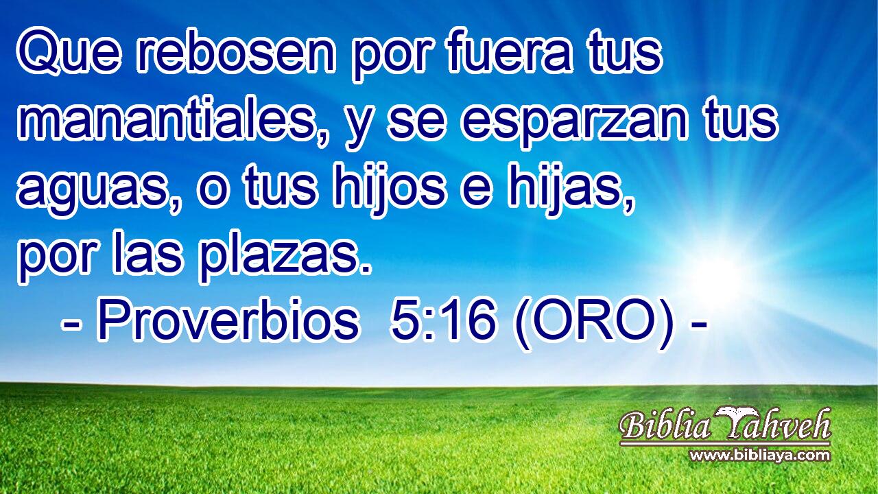  Que rebosen por fuera tus manantiales, y se esparzan tus aguas, o tus hijos e hijas, por las plazas. 