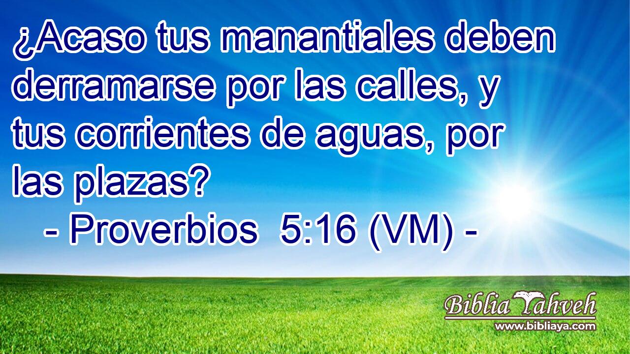  ¿Acaso tus manantiales deben derramarse por las calles, y tus corrientes de aguas, por las plazas? 