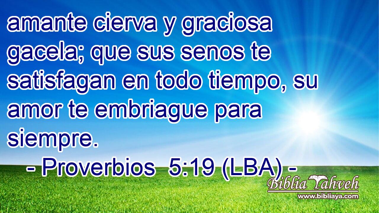 amante cierva y graciosa gacela; que sus senos te satisfagan en todo tiempo, su amor te embriague para siempre.