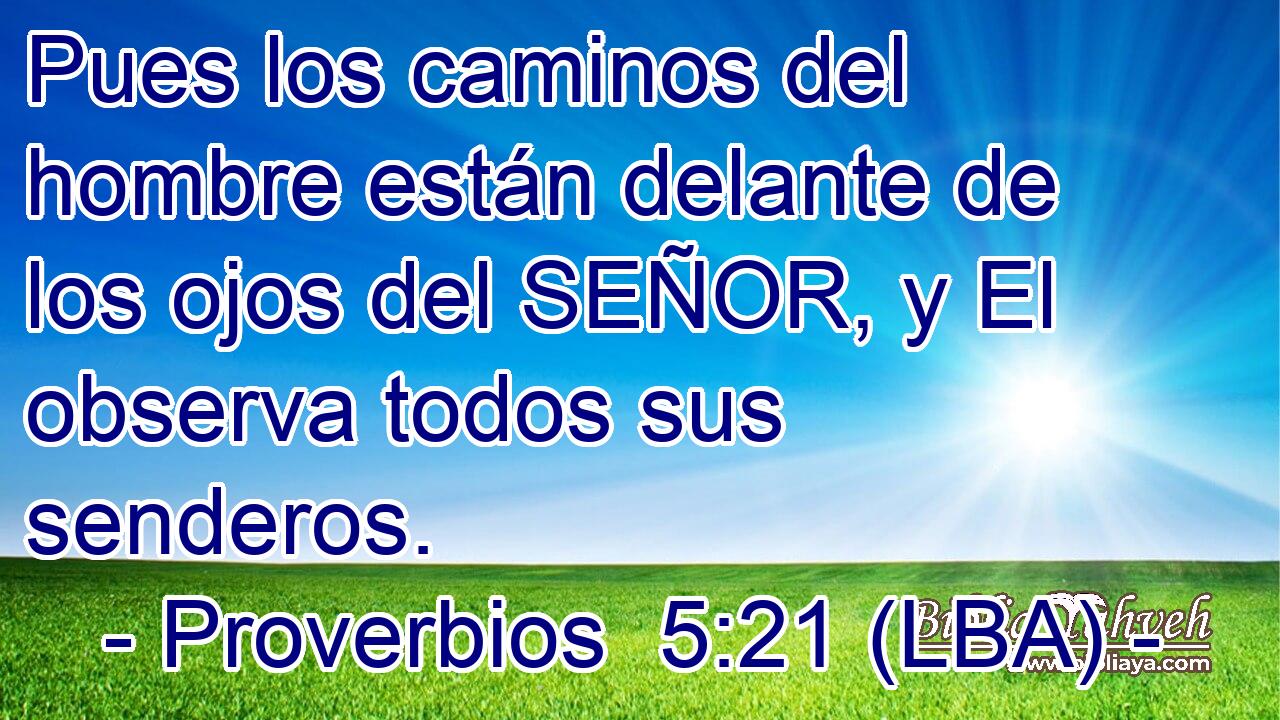 Pues los caminos del hombre están delante de los ojos del SEÑOR, y El observa todos sus senderos.
