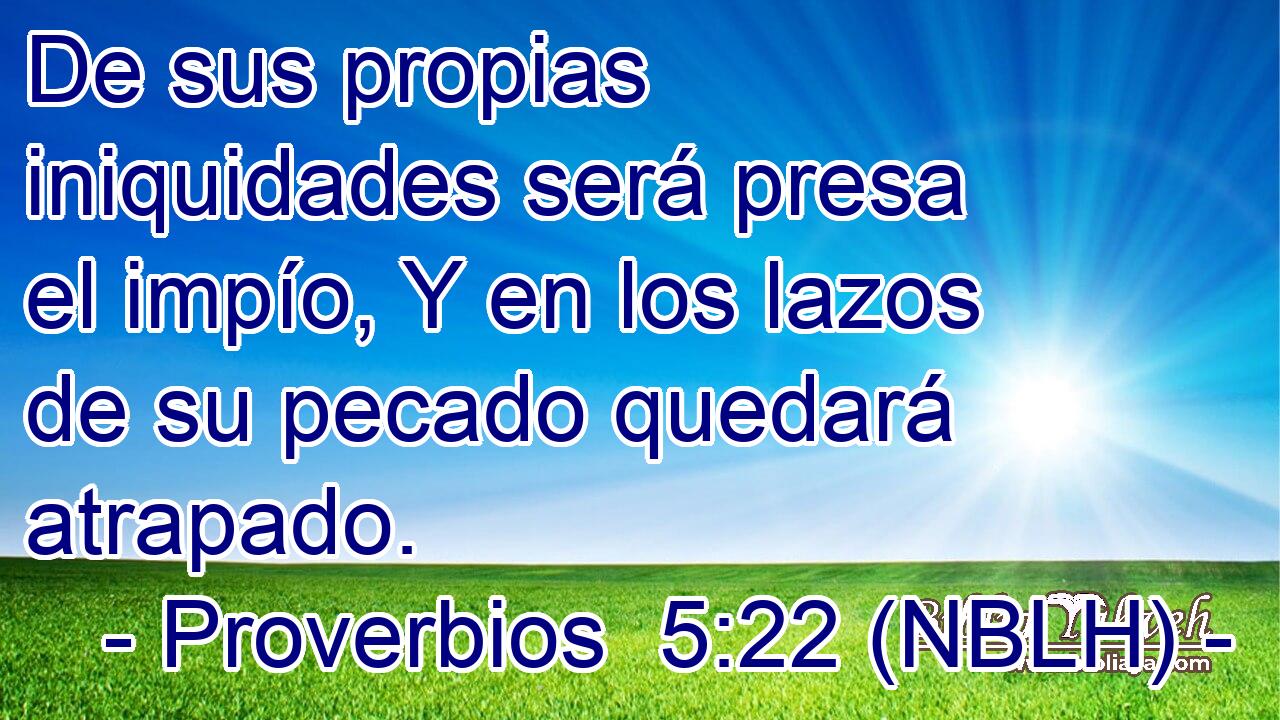  De sus propias iniquidades será presa el impío, Y en los lazos de su pecado quedará atrapado. 