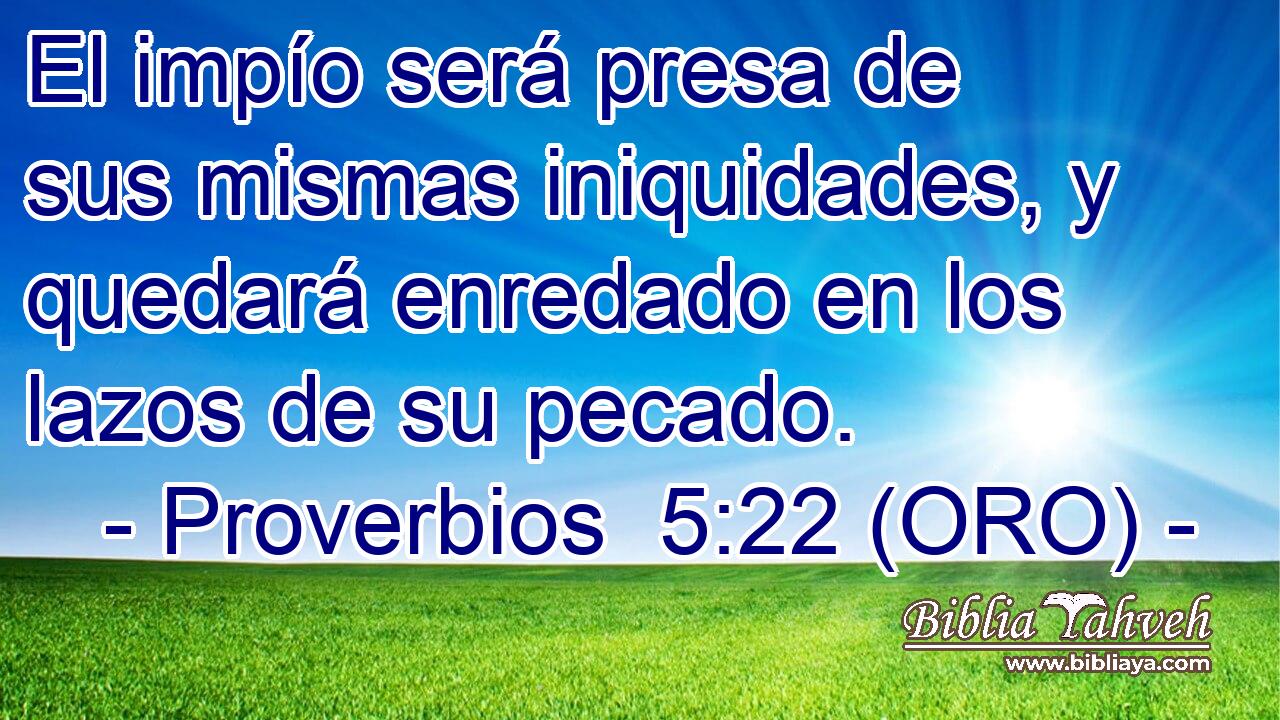  El impío será presa de sus mismas iniquidades, y quedará enredado en los lazos de su pecado. 