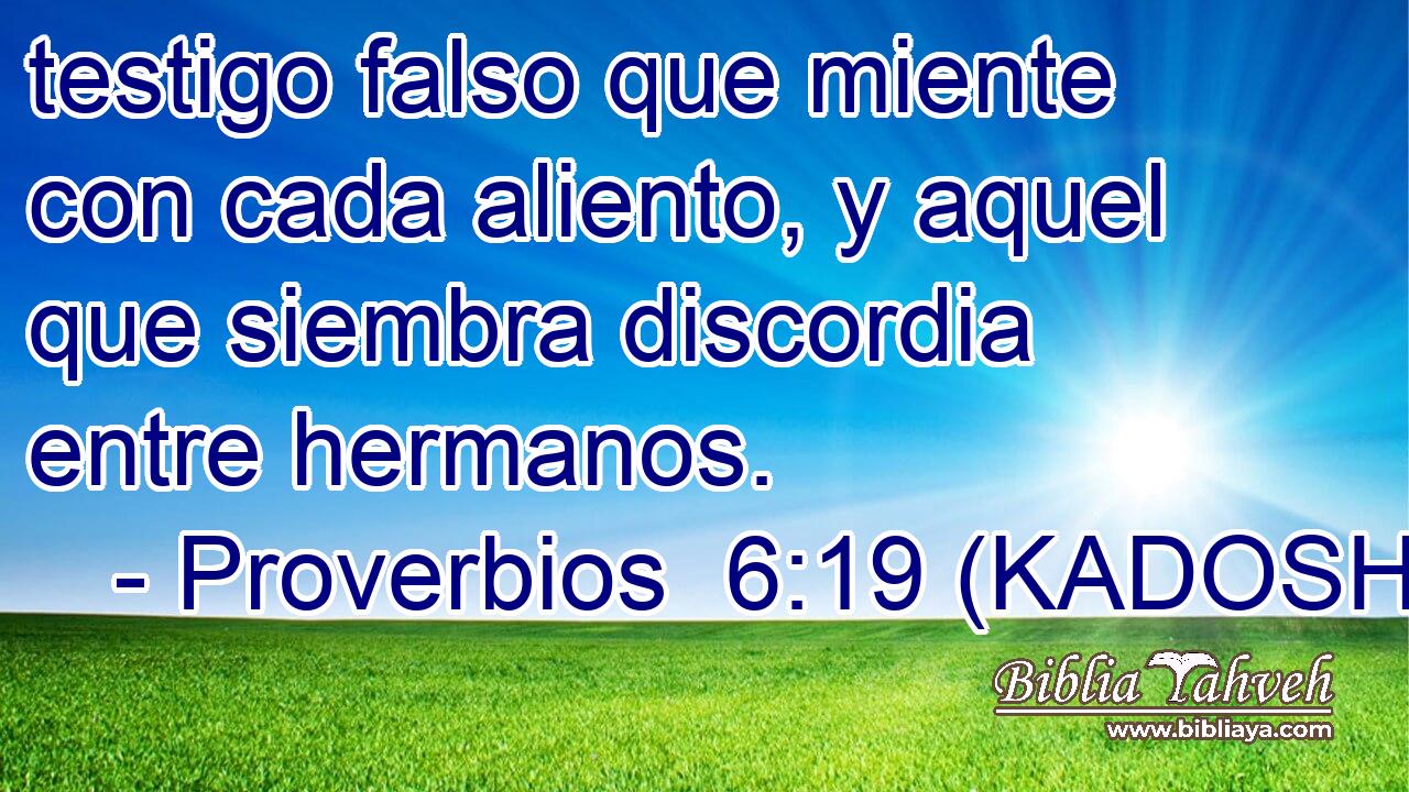  testigo falso que miente con cada aliento, y aquel que siembra discordia entre hermanos. 