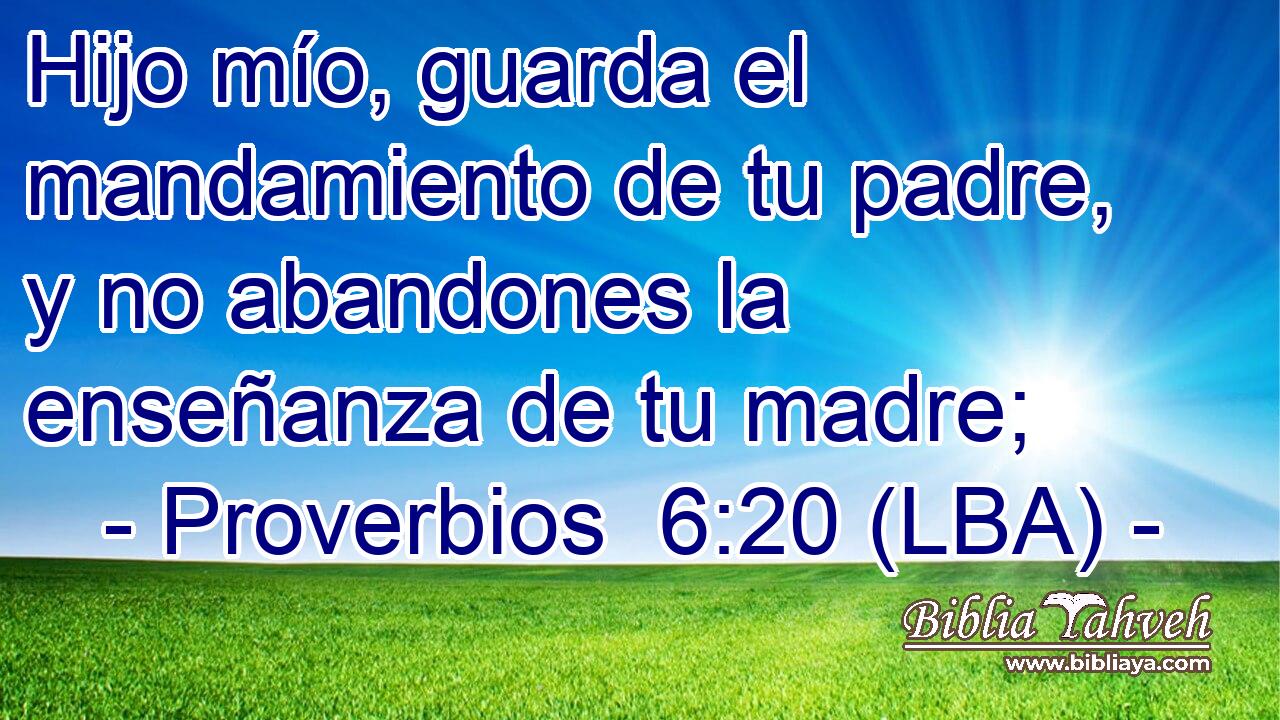 Hijo mío, guarda el mandamiento de tu padre, y no abandones la enseñanza de tu madre;