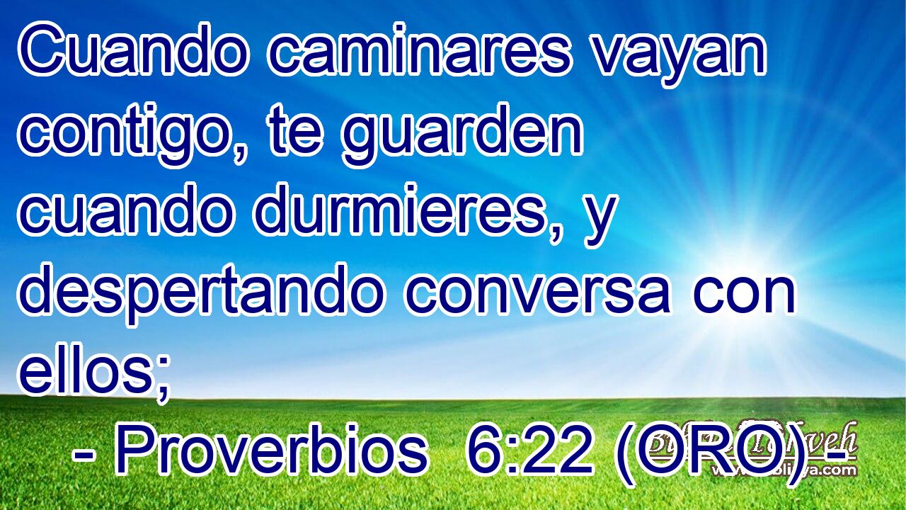  Cuando caminares vayan contigo, te guarden cuando durmieres, y despertando conversa con ellos; 