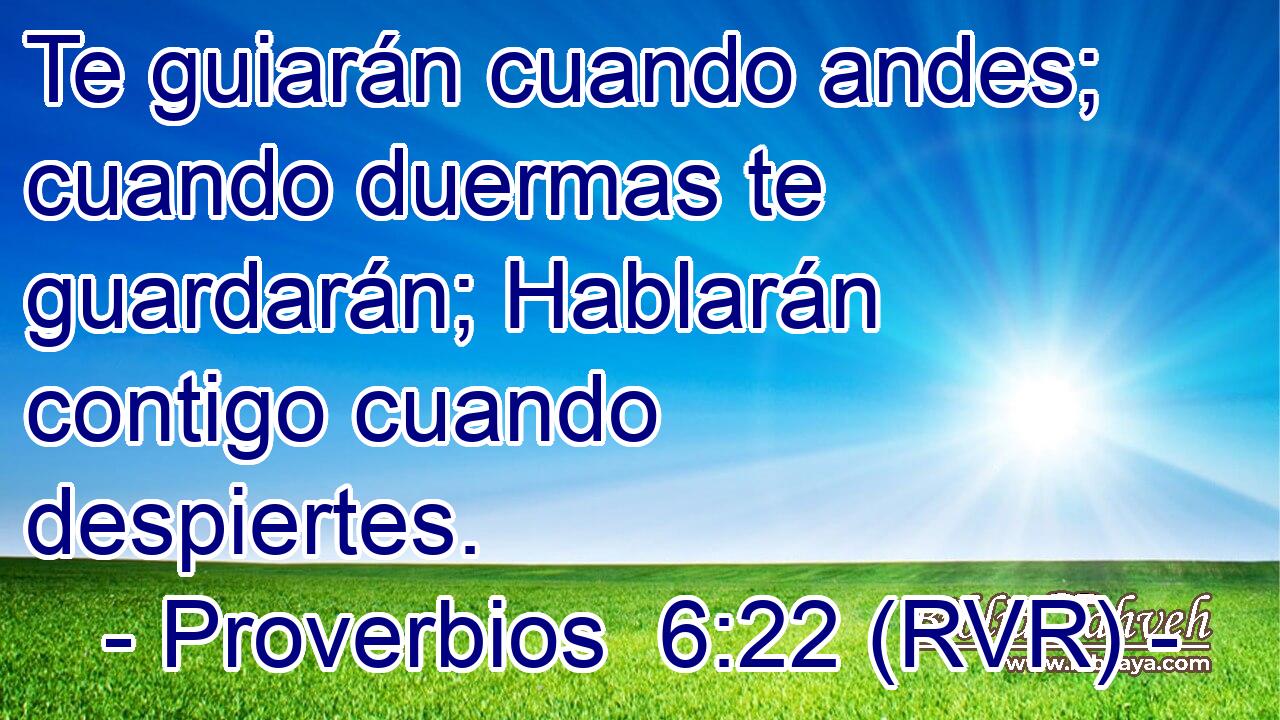 Te guiarán cuando andes; cuando duermas te guardarán; Hablarán contigo cuando despiertes.