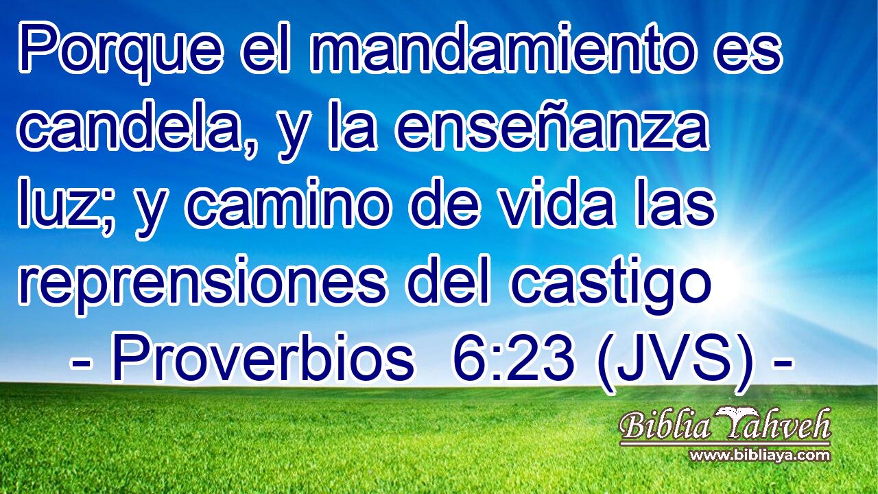 Porque el mandamiento es candela, y la enseñanza luz; y camino de vida las reprensiones del castigo