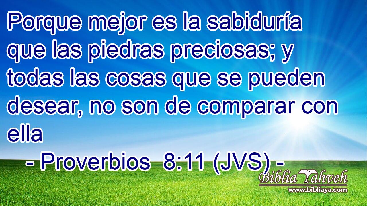 Porque mejor es la sabiduría que las piedras preciosas; y todas las cosas que se pueden desear, no son de comparar con ella