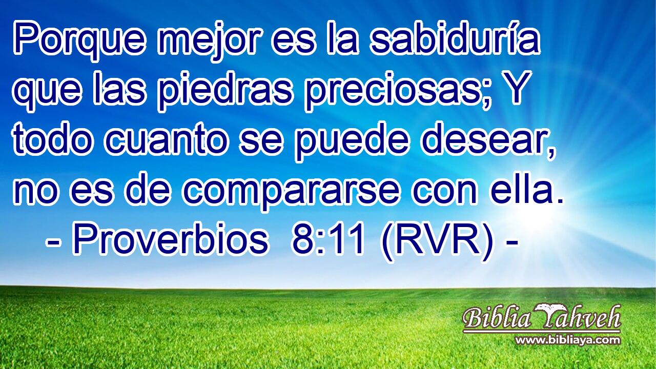 Porque mejor es la sabiduría que las piedras preciosas; Y todo cuanto se puede desear, no es de compararse con ella.