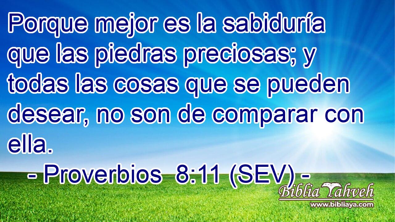 Porque mejor es la sabiduría que las piedras preciosas; y todas las cosas que se pueden desear, no son de comparar con ella.