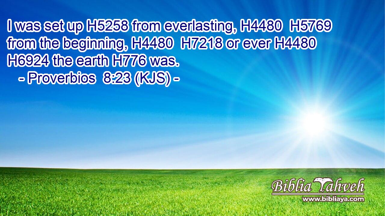 I was set up H5258 from everlasting, H4480  H5769 from the beginning, H4480  H7218 or ever H4480  H6924 the earth H776 was.