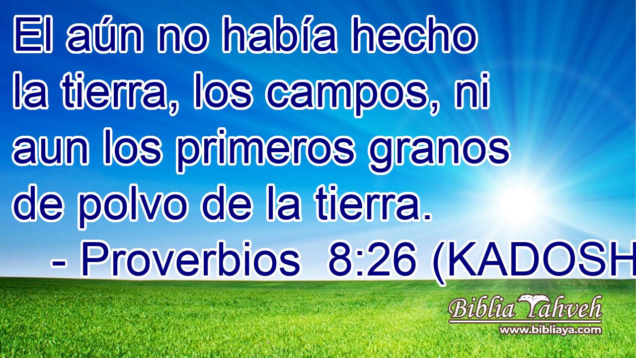  El aún no había hecho la tierra, los campos, ni aun los primeros granos de polvo de la tierra. 