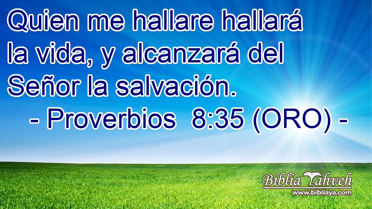  Quien me hallare hallará la vida, y alcanzará del Señor la salvación. 