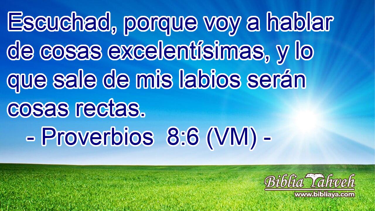  Escuchad, porque voy a hablar de cosas excelentísimas, y lo que sale de mis labios serán cosas rectas. 