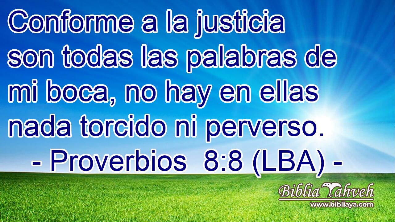 Conforme a la justicia son todas las palabras de mi boca, no hay en ellas nada torcido ni perverso.