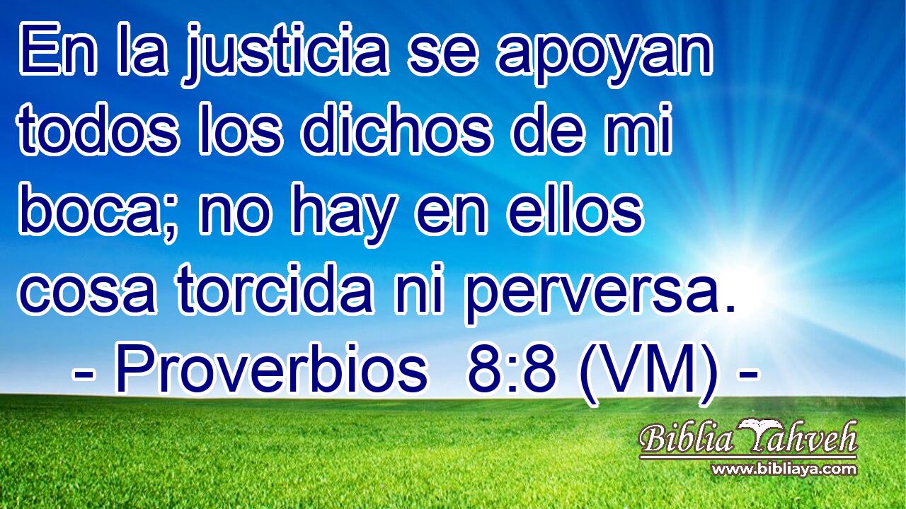 En la justicia se apoyan todos los dichos de mi boca; no hay en ellos cosa torcida ni perversa. 