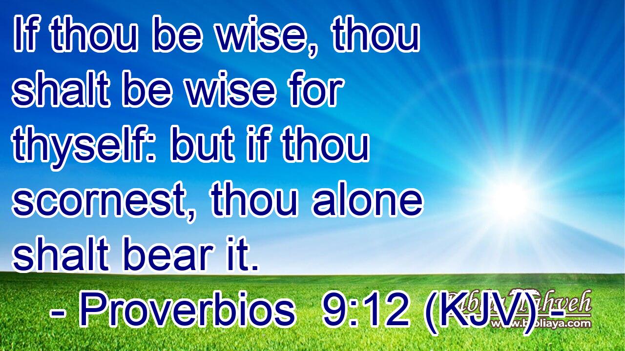 If thou be wise, thou shalt be wise for thyself: but if thou scornest, thou alone shalt bear it.