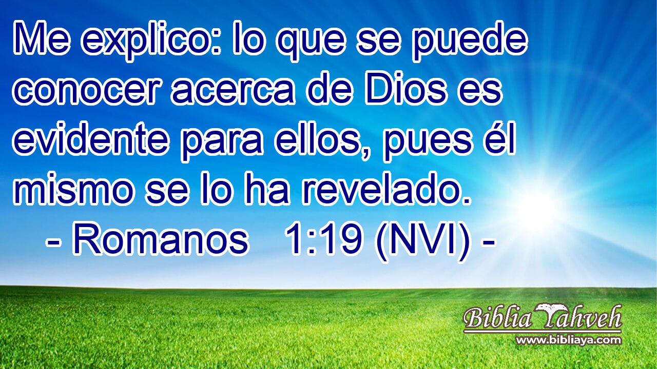  Me explico: lo que se puede conocer acerca de Dios es evidente para ellos, pues él mismo se lo ha revelado. 