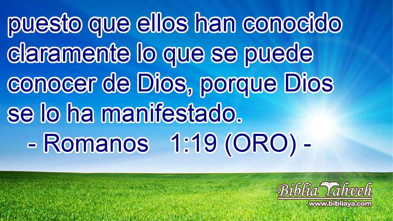  puesto que ellos han conocido claramente lo que se puede conocer de Dios, porque Dios se lo ha manifestado. 