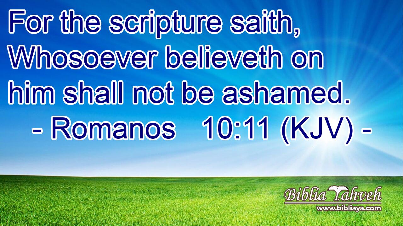 For the scripture saith, Whosoever believeth on him shall not be ashamed.