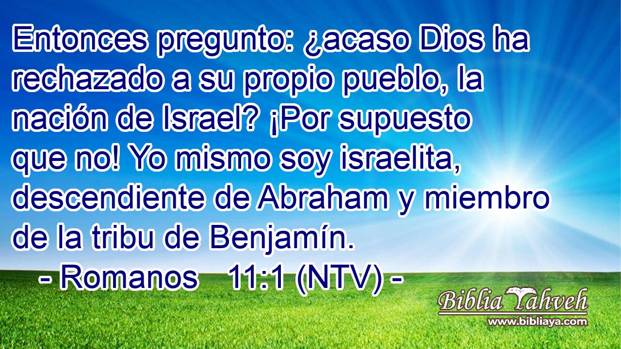 Entonces pregunto: ¿acaso Dios ha rechazado a su propio pueblo, la nación de Israel? ¡Por supuesto que no! Yo mismo soy israelita, descendiente de Abraham y miembro de la tribu de Benjamín.
