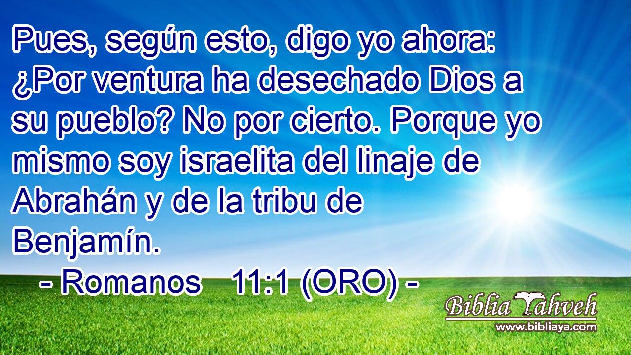 Pues, según esto, digo yo ahora: ¿Por ventura ha desechado Dios a su pueblo? No por cierto. Porque yo mismo soy israelita del linaje de Abrahán y de la tribu de Benjamín. 