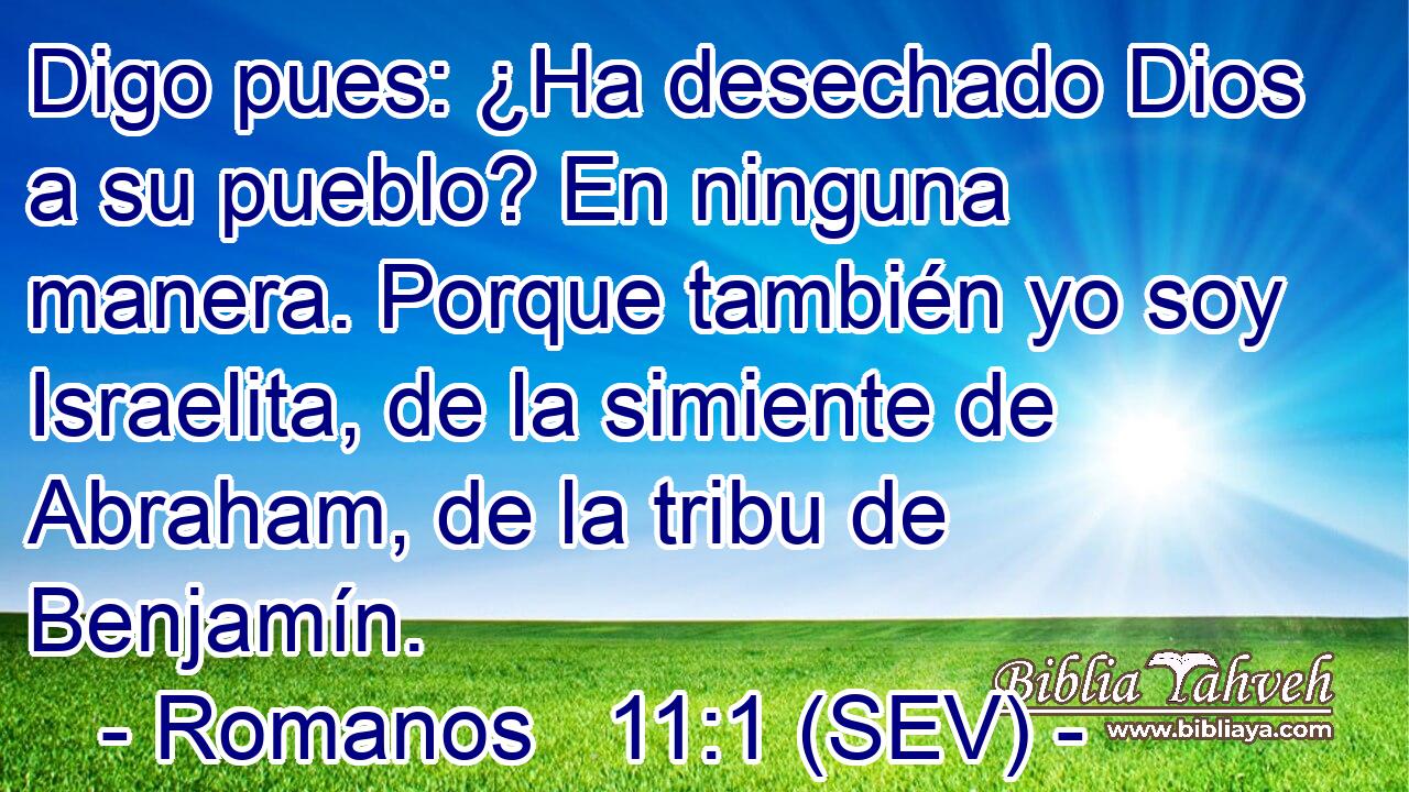 Digo pues: ¿Ha desechado Dios a su pueblo? En ninguna manera. Porque también yo soy Israelita, de la simiente de Abraham, de la tribu de Benjamín.